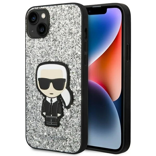 Захисний чохол для телефону Karl Lagerfeld KLHCP14MGFKPG для Apple iPhone 14 Plus 6.7" hardcase silver/silver Glitter Flakes Ikonik