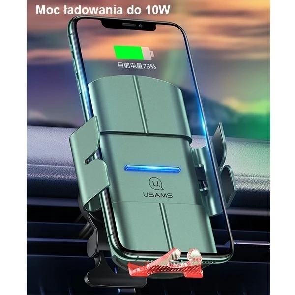 USAMS US-CD133 10W Automatický indukční držák telefonu do auta pro ventilaci. Starod CD133ZJ02 zelená/zelená