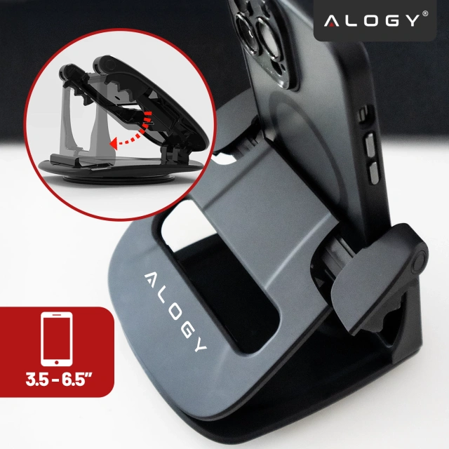 Držiak telefónu GPS do auta Kokpit Palubná doska auta Autá otočné o 360 stupňov pre 6,5" telefón Alogy Black