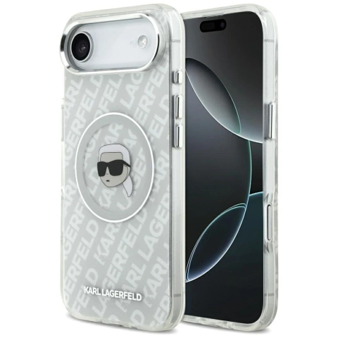 Etui Ochronne do iPhone Air Karl Lagerfeld IML Head Logo MagSafe Szary