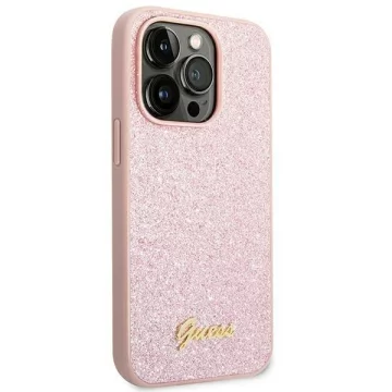 Etui Guess GUHCP14LHGGSHP für Apple iPhone 14 Pro 6,1" różowy/pink Hard Case Glitter Script