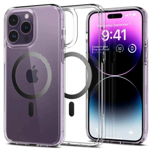 Etui für Spigen Ultra Hybrid Mag für Magsafe für Apple iPhone 14 Pro Max Carbon Fiber