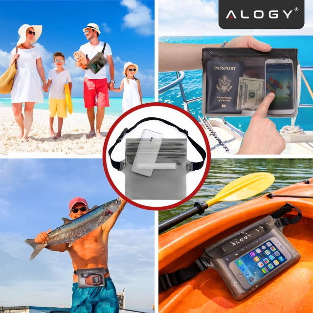 Waterproof case waist bag phone case water resistant 21.5x23.5cm Alogy Waterproof Black