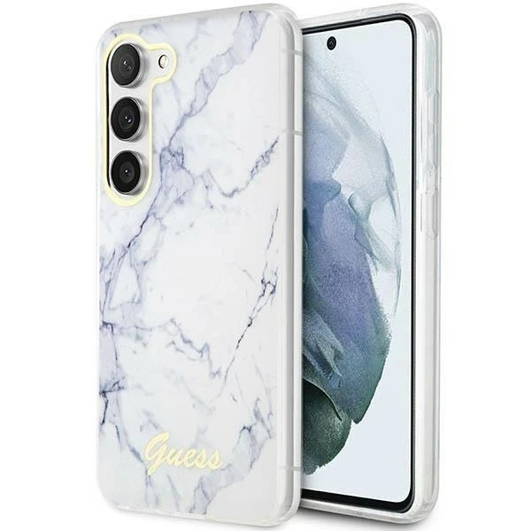 Pouzdro Guess GUHCS23MPCUMAH pro Samsung Galaxy S23 Plus S916 bílé/bílé pevné pouzdro Marble