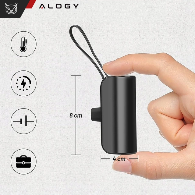 PowerBank 5000mAh Alogy Power Bank Pocket Small зовнішній зарядний пристрій Power Bank USB-C і Lightning Black