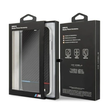 BMW BMTRBKI65PUCARTCBK ochranné pouzdro na telefon pro Apple iPhone Xs Max book black/black Carbon Tricolor Stripe