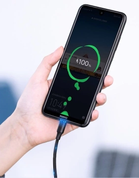 Uzelený kabel USB – micro USB 2.4 A 480 Mb/s 1,5 m černý (US289 60137)