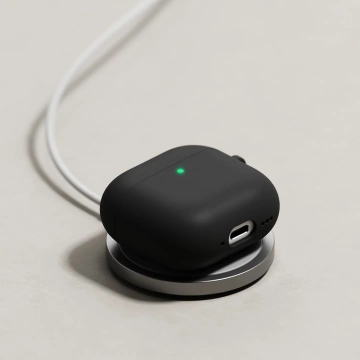 Силіконовий чохол Ringke для Apple AirPods 4 чорного кольору з карабіном