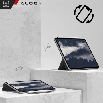 Etui magnetyczne 360 do Apple iPad 10.9” 10 / 2022 / 11” 11 / 2025 Alogy Magnetic 360 Case obudowa ochronna na tablet Czarne + Szkło