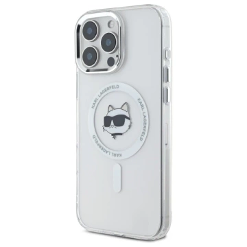 Karl Lagerfeld iPhone 16 Pro Max 6.9" Case White MagSafe Hardcase IML Metal Choupette Head