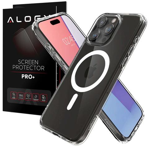 Puzdro na iPhone 15 Pro Max Spigen Ultra Hybrid MagFit pre MagSafe Ochranný kryt telefónu Biele sklo