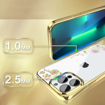 Люксовий чохол Kingxbar Moon Series з кристалами Swarovski для iPhone 13 Pro рожеве золото