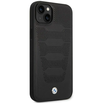 BMW BMHCP14S22RPSK Handyhülle für Apple iPhone 14 6.1" schwarz/schwarz Ledersitze Muster