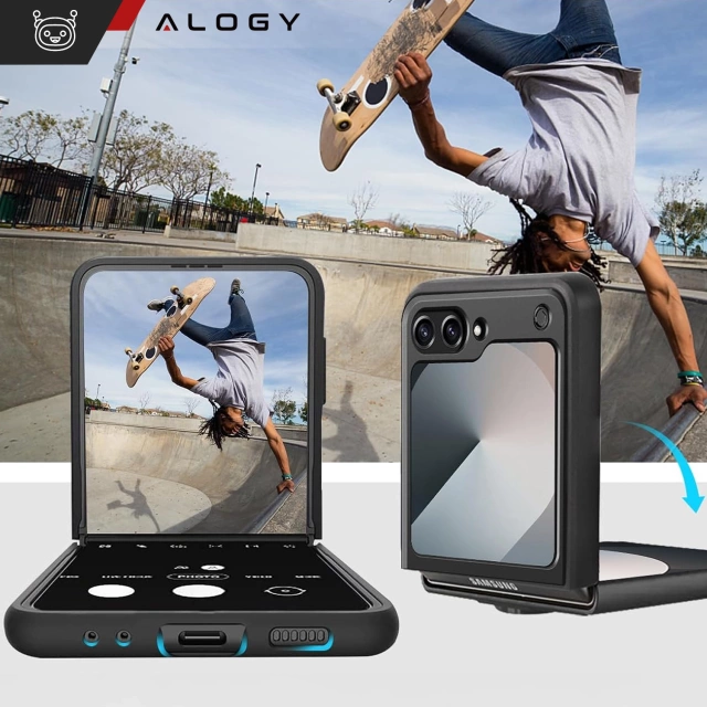 Чохол для Samsung Galaxy Z Flip 6 Armored Case Stand Ring Alogy чорний