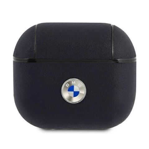 Etui ochronne na słuchawki BMW do AirPods 3 cover granatowy/navy Geniune Leather Silver Logo