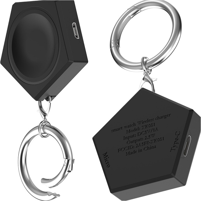 Брелок зарядний пристрій для Samsung Galaxy Watch Magnetic Induction 2.5W with Keychain Chain Pendant Black