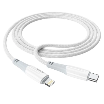 Prepojovací kábel HOCO Typ C na Lightning X70 1m biely PD 20W 3A nylonový opletený