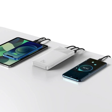 Powerbank mit Display Baseus Bipow 10000mAh 15W weiß (Overseas Edition) USB-A - Micro USB Kabel 0,25m weiß (PPBD050002)