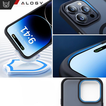 Чохол для iPhone 15 Pro MagSafe Matt Case Cover Matte Alogy Ring Armored Phone Case Black Glass