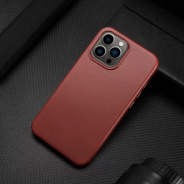 Dux Ducis Naples Hülle für iPhone 13 Pro Max Lederhülle (MagSafe kompatibel) rot