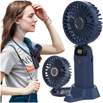 Fan fan handheld desk fan Alogy wireless portable standing with phone stand Navy blue