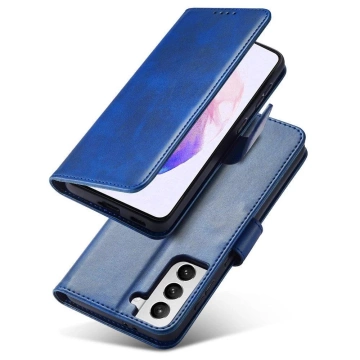 Magnet Case elegant case cover with a flap and stand function for Samsung Galaxy S22 (S22 Plus) blue