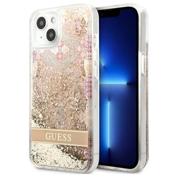 Guess GUHCP13SLFLSD iPhone 13 mini 5,4" złoty/золотий твердий чохол Paisley Liquid Glitter