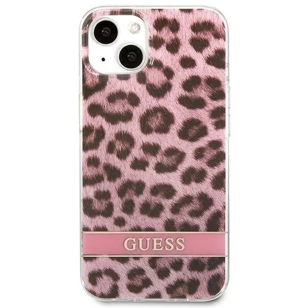 Guess GUHCP13SHSLEOP iPhone 13 mini 5,4" růžové / růžové pevné pouzdro Leopard