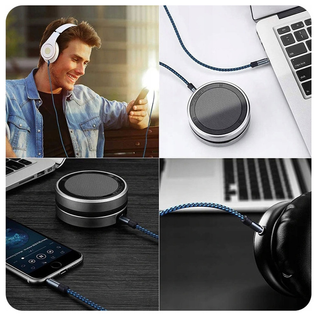 Audio kábel 2x Mini Jack - Jack 3,5mm dlhý AUX kábel Silný oplet 1,5m Modrý