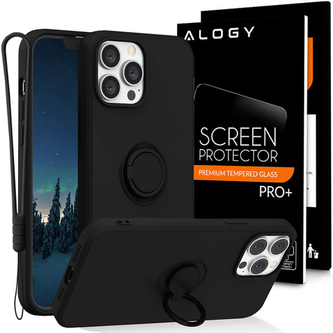 Silikónový obal Ring Ultra Slim Alogy pre Apple iPhone 13 Pro Black Glass