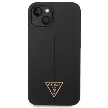 Etui Guess GUHCP14SSLTGK pro Apple iPhone 14 6,1" černý/černý pevný obal silikonový trojúhelník