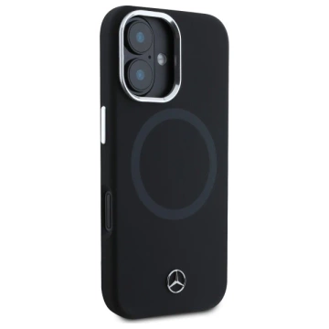 Pouzdro Mercedes pro iPhone 16 6,1" černé pevné silikonové pouzdro Tonal Logo MagSafe