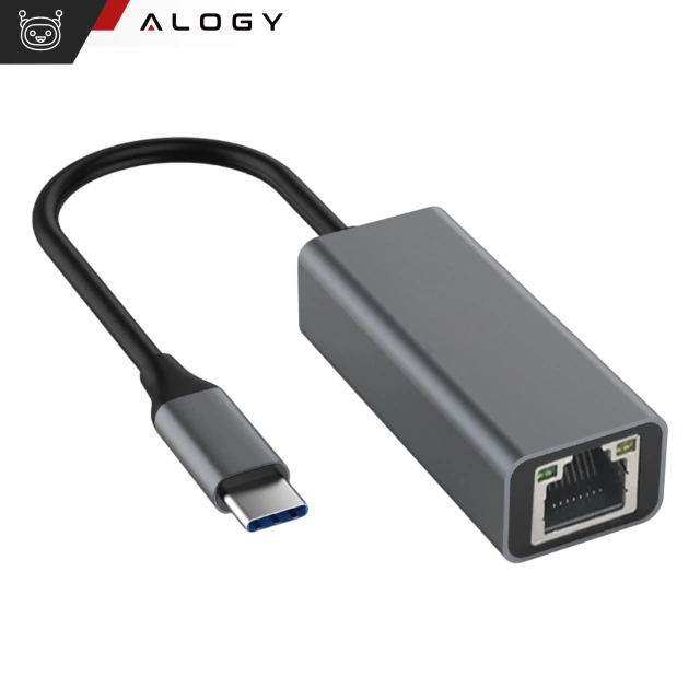 Adaptér USB-C na Ethernet Alogický adaptér LAN RJ45 GIGABIT 1000 MBPS čierny