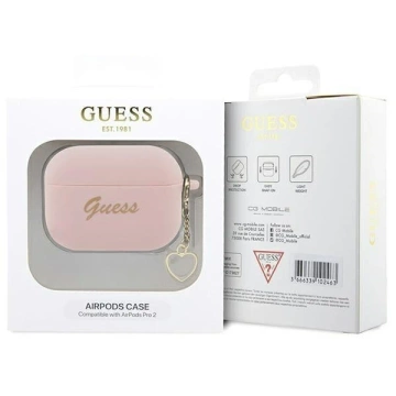 Guess GUAP2LSCHSP ochranné pouzdro na sluchátka pro Apple AirPods Pro 2 kryt růžové/růžové Silicone Charm Heart Collection
