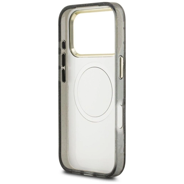 Etui Guess MagSafe do iPhone 17 Pro IML Glitter Flowers Triangle Black