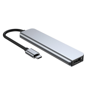 Hub adaptér USB V4-HUB 6w1 USB-C sivý