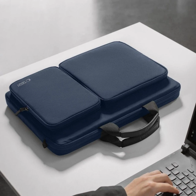 Torba Tech-Protect Defender Bag Laptop 17" Navy Blue z paskiem