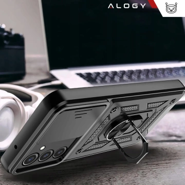 Чохол для Apple iPhone 16 броньований Slide Case Ring корпус захист камери Camshield Alogy чорний