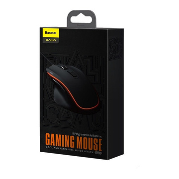 Baseus GAMO GM01 Gaming-Maus, 9 programmierbare Tasten, 6400DPI (schwarz)