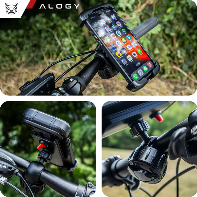 Bike Phone Holder 4.7-6.8" for Phone Bike Handlebar for Bike Motorcycle Adjustable Alogy Sport Black