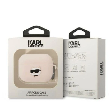 Karl Lagerfeld KLAPRUNCHP protective case for Apple AirPods Pro cover pink/pink Silicone Choupette Head 3D
