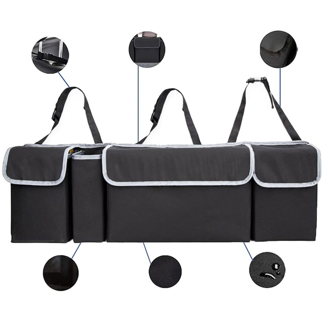Car organizer Bag for the trunk of a car, large trunk for a seat with Velcro, Alogy Black