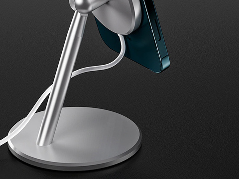 Тримач підставка для зарядного пристрою Qi MagSafe для настільного Alogy для iPhone 12 13 14 Silver