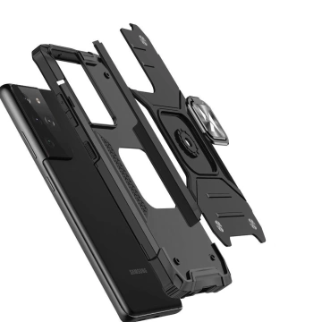 Wozinsky Ring Armor odolné hybridné puzdro držiak magnetického krytu pre Samsung Galaxy S22 Ultra červený
