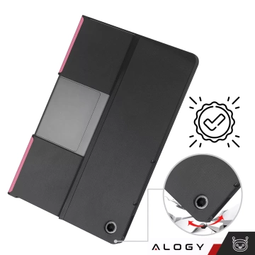 Etui + Szkło ochronne do Lenovo Tab Plus 11.5" 2024 TB351FU Alogy Book Cover Case obudowa na tablet Różowe + Rysik Gratis