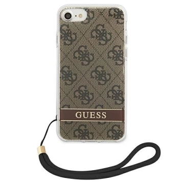 Guess GUOHCI8H4STW iPhone SE 2022 / SE 2020/7/8 hnedé / hnedé pevné puzdro 4G Print Strap