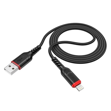 Кабель HOCO USB-A на Lightning X59 3 м, чорний, міцний нейлоновий обплетений, 2.4A