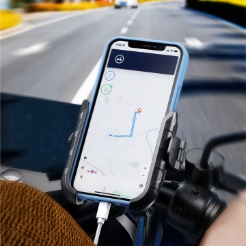 KEWIG M11B motorcycle phone holder with Qi QC 3.0 15W charger Black