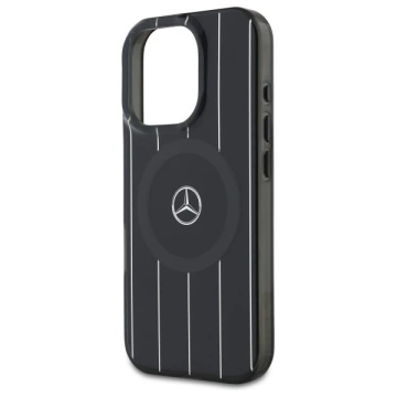 Etui Mercedes na iPhone 16 Pro Max 6,9" Czarny Hardcase MB Double Layer Crossed Lines MagSafe