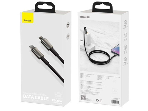 Кабель 1m Baseus przewód USB-C Type C na Lightning PD 20W Black
